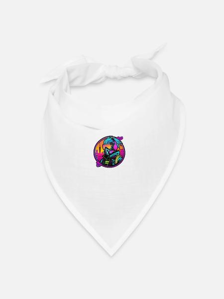 Mehrfarbiges Cyber-Punk-Logo - Bandana Dreieckstuch - Weiß