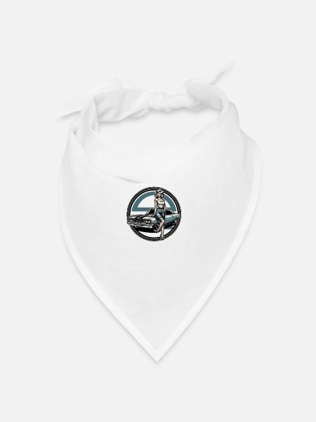 Blonde Schönheit und Muscle Car - Bandana Dreieckstuch - Weiß