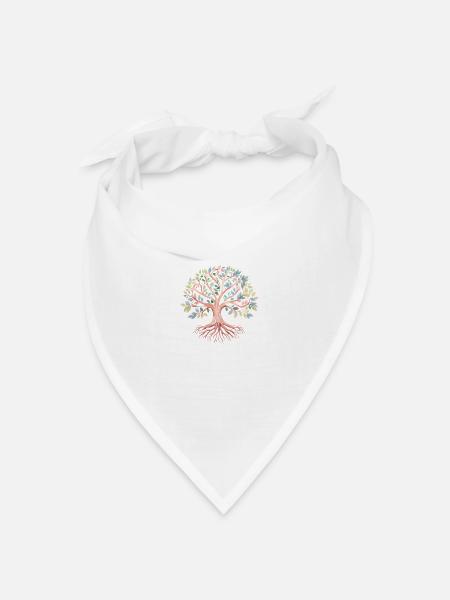 Lebensbaum Yoga Baum des Lebens Meditation - Bandana Dreieckstuch - Weiß