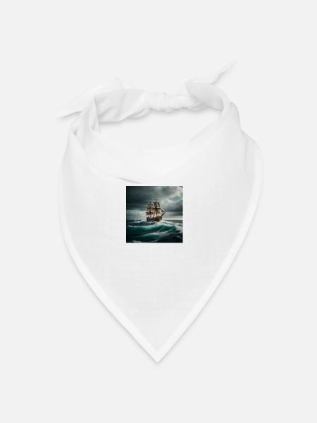 Piratenschiff - Bandana Dreieckstuch - Weiß