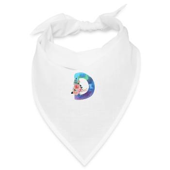 Buchstabe d Aquarell - Bandana Dreieckstuch - Weiß - Vorne