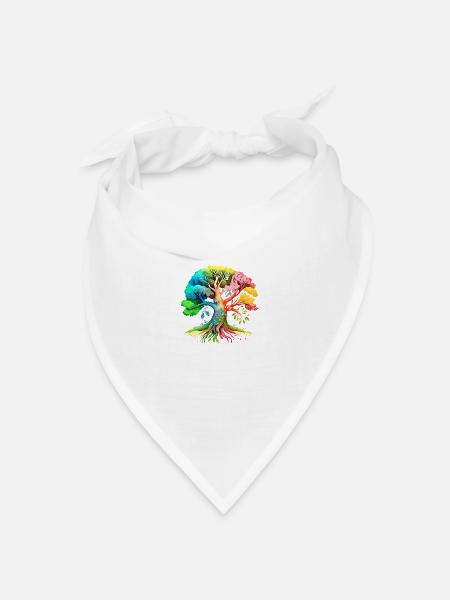 Lebensbaum Keltischer Baum des Lebens Meditation - Bandana Dreieckstuch - Weiß