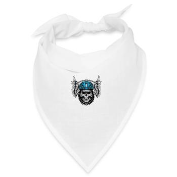 Skull Fahrradhelm - Totenkopf mit Fahrradhelm - Bandana Dreieckstuch - Weiß - Vorne
