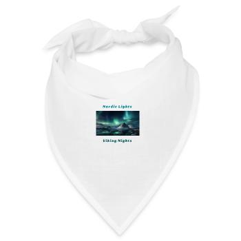 Panorama Nordlichter mit Wikingerspruch - Bandana Dreieckstuch - Weiß - Vorne