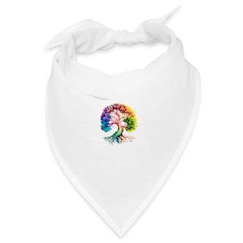 Lebensbaum Yoga Baum des Lebens Meditation - Bandana Dreieckstuch - Weiß - Vorne
