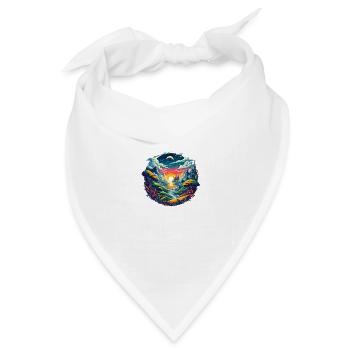 Zirkuläre Fantasy-Landschaft Digitale Illustration - Bandana Dreieckstuch - Weiß - Vorne