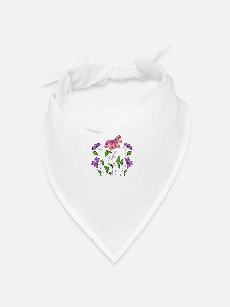Blumen - Bandana Dreieckstuch - Weiß