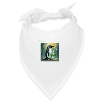 Pinguin mit einer Gin-Tonic-Flasche - Bandana Dreieckstuch - Weiß - Vorne