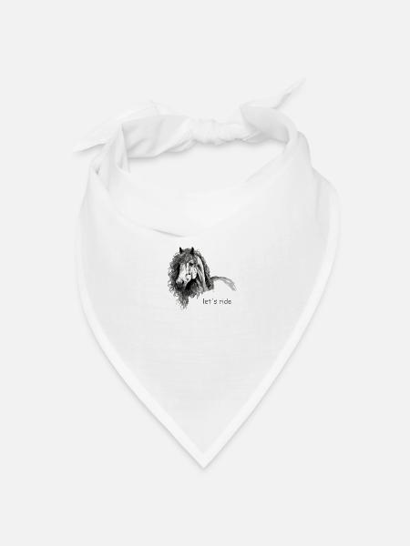 Pferdeportrait in schwarz-weiß - Bandana Dreieckstuch - Weiß