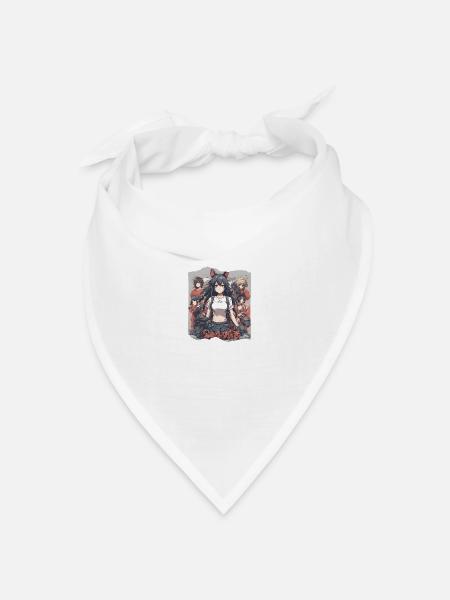 Mystic Neko Elegance, Anime Manga Tier Frau - Bandana Dreieckstuch - Weiß
