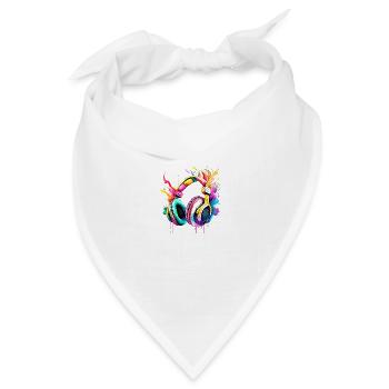 Kopfhörer Sänger Musik hören Musiker Gamer Gesang - Bandana Dreieckstuch - Weiß - Vorne