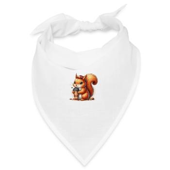 Eichhörnchen mit Kaffee to Go - Bandana Dreieckstuch - Weiß - Vorne