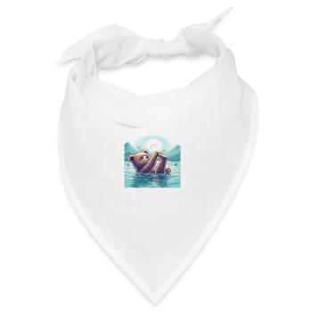 Bärenbaby schwimmt im Fluss - Bandana Dreieckstuch - Weiß - Vorne