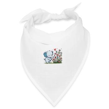 Elefant pflückt Blumen - Bandana Dreieckstuch - Weiß - Vorne