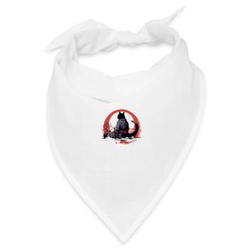 Samurai-Katze - Bandana Dreieckstuch - Weiß - Vorne