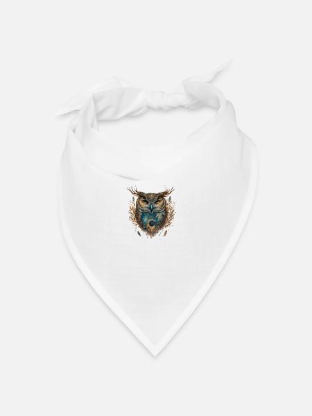 Magische Eule Schamanisches Krafttier, Intuition. - Bandana Dreieckstuch - Weiß