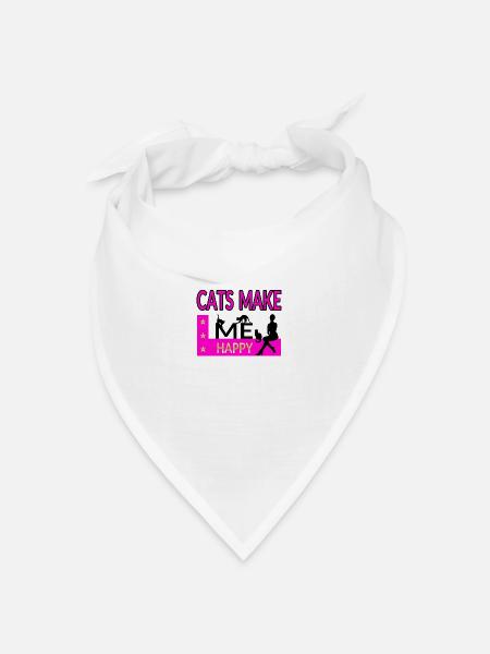 Katze - Bandana Dreieckstuch - Weiß