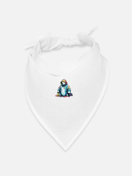 Cooler Eisbär warm eingepackt für den Winter - Bandana Dreieckstuch - Weiß