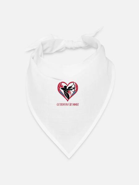 Valentinstag - Spruch Getroffen für immer - Bandana Dreieckstuch - Weiß