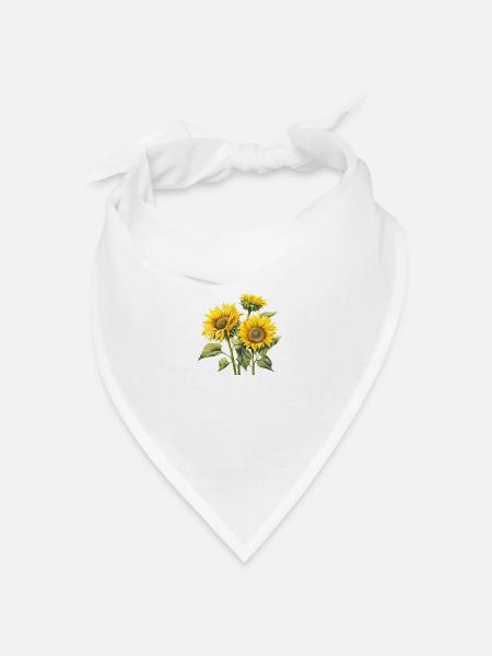 Sonnenblumenblüte - Bandana Dreieckstuch - Weiß