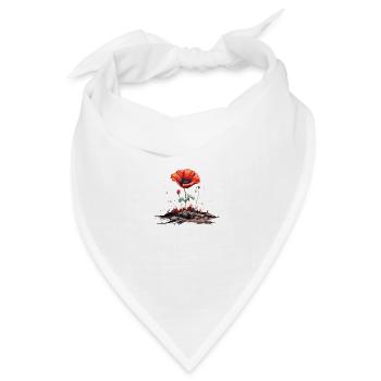Mohnblüte - Bandana Dreieckstuch - Weiß - Vorne