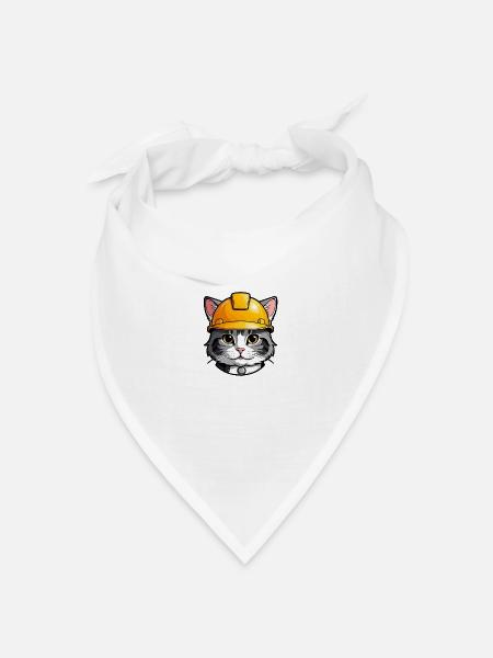 Fleißige Katze - Bandana Dreieckstuch - Weiß