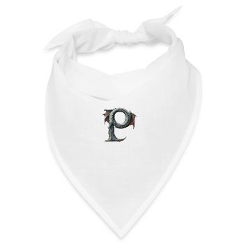 Buchstabe "P" im Drachendesign. - Bandana Dreieckstuch - Weiß - Vorne