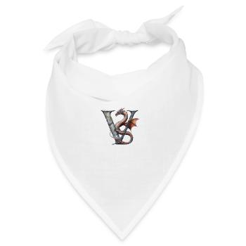Buchstabe "V" im Drachendesign. - Bandana Dreieckstuch - Weiß - Vorne