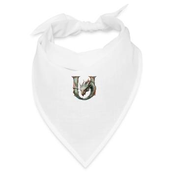 Buchstabe "U" im Drachendesign. - Bandana Dreieckstuch - Weiß - Vorne