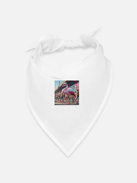 Flamingo Walk - Bandana Dreieckstuch - Weiß