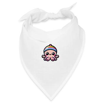 Niedlicher Kawaii-Baby-Oktopus - Bandana Dreieckstuch - Weiß - Vorne