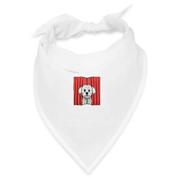Schüchterner Malteser, der aus dem Vorhang guckt - Bandana Dreieckstuch - Weiß - Vorne