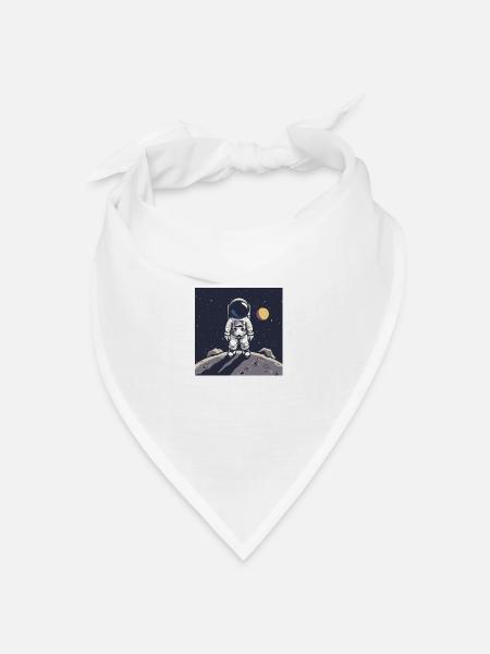 Astronaut auf Mondoberfläche - Bandana Dreieckstuch - Weiß