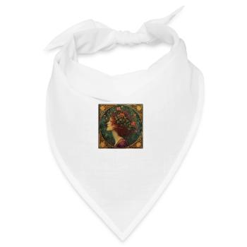Junges Mädchen mit Blumenkranz - Bandana Dreieckstuch - Weiß - Vorne