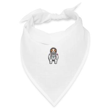 Cosmic Canine Cadet: Odyssee im Weltraum eines Pixelwelpen - Bandana Dreieckstuch - Weiß - Vorne