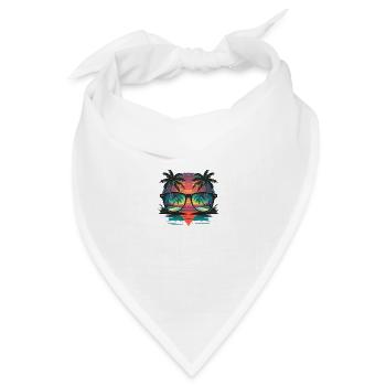 "Palmen bei Sonnenuntergang: Strandstil bei Sonnenuntergang" - Bandana Dreieckstuch - Weiß - Vorne