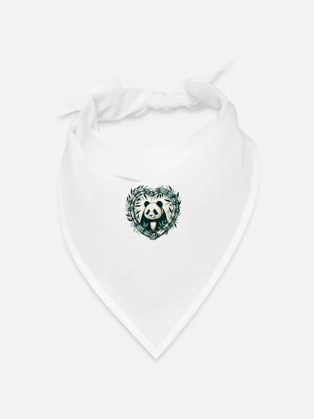 Pandabär Bambus - Bandana Dreieckstuch - Weiß