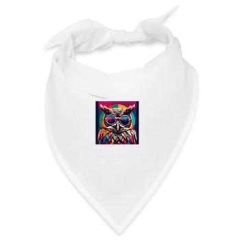 Coole Eule mit Sonnenbrille Popart - Bandana Dreieckstuch - Weiß - Vorne