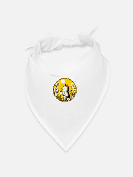 Vintage Retro Cafe Katze - Bandana Dreieckstuch - Weiß