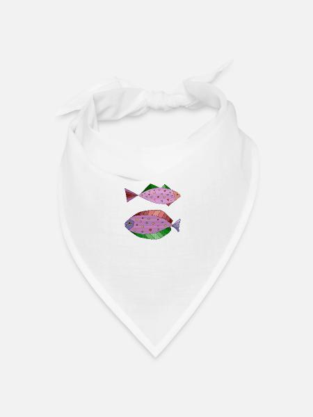 Fische - Bandana Dreieckstuch - Weiß