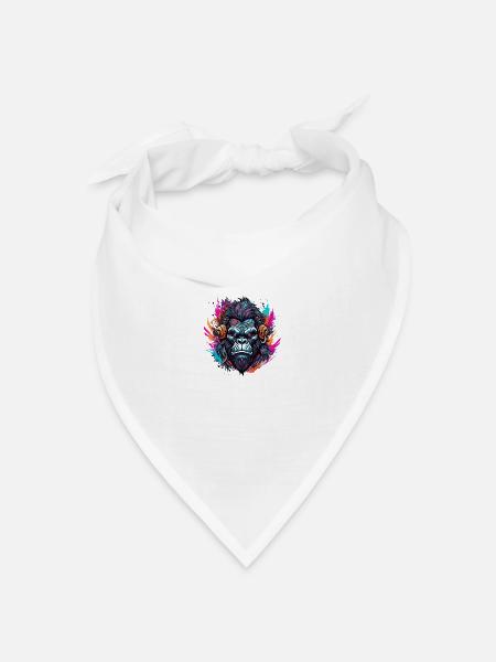 Tattoo / Tier / Kunst / cool / Comic / Gorilla - Bandana Dreieckstuch - Weiß