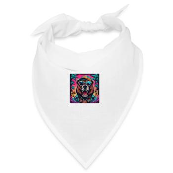 Tattoo / Tier / Kunst / cool / Comic / Bär - Bandana Dreieckstuch - Weiß - Vorne
