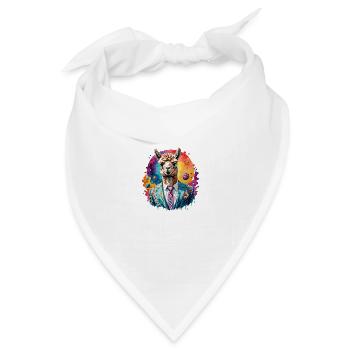 Alpaka im Anzug - Bandana Dreieckstuch - Weiß - Vorne