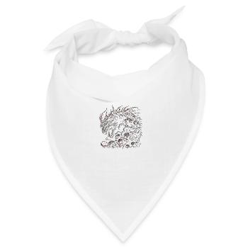 Fantasy-Drache, Anime-Drachenkopf, mythisches Reptil - Bandana Dreieckstuch - Weiß - Vorne