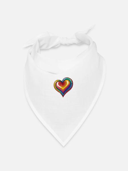 Regenbogen Herz - Bandana Dreieckstuch - Weiß