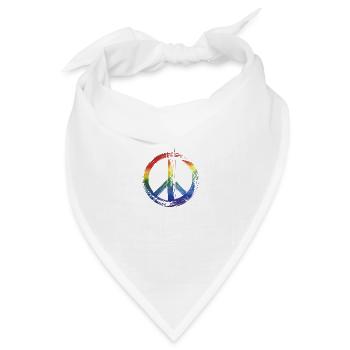 Peace Regenbogen - Bandana Dreieckstuch - Weiß - Vorne