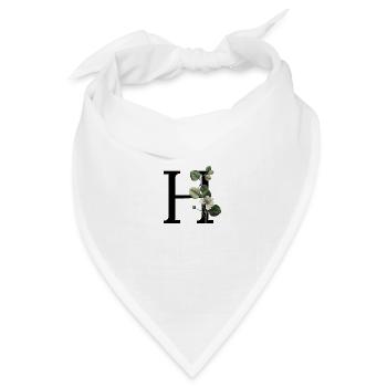 Buchstabe H Botanisches Grün - Bandana Dreieckstuch - Weiß - Vorne