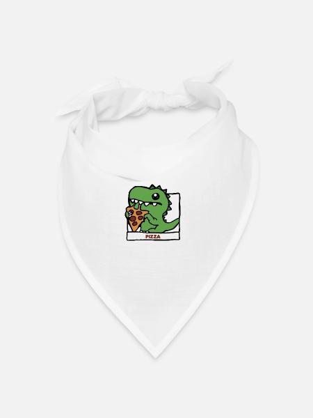 Pizza Saurier Dino Geschenk Idee - Bandana Dreieckstuch - Weiß