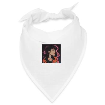 80er Jahre Anime Mädchen beruhigender hochwertiger Modedruck - Bandana Dreieckstuch - Weiß - Vorne