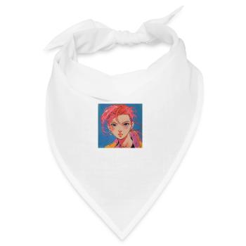 80er Jahre Anime Mädchen beruhigender hochwertiger Modedruck - Bandana Dreieckstuch - Weiß - Vorne